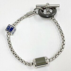 Hermes Bracelet Silver Blue Metal Lacquer Buffalo Horn :silver